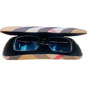 Burberry Eyeglasses Readers 140 Nova Check  Case Black Frame Clear Lenses